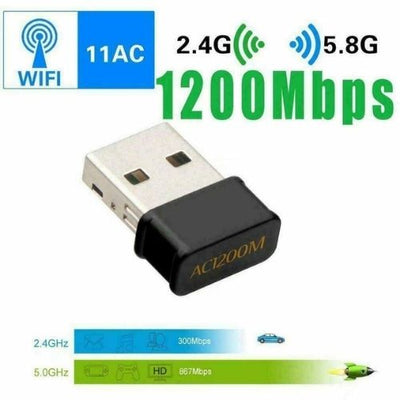 New USB WiFi Adapter 1200Mbps Dual Band 2.4GHz/5.8GHz for Desktop Laptop CA