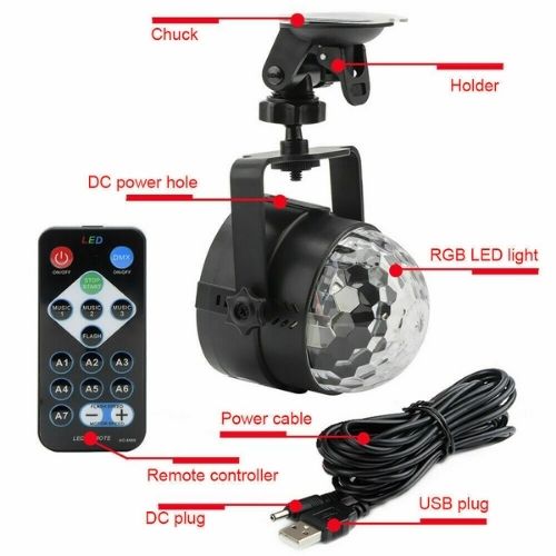 USB Disco Lights Party DJ LED RGB Stage Lamp Strobe Crystal Magic Ball Remote