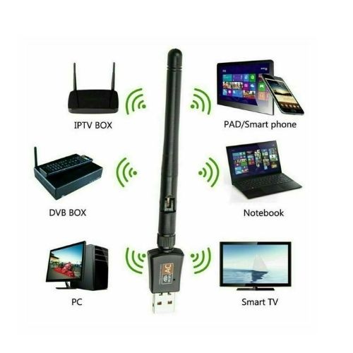 USB WiFi Wireless Adapter 802.11ac AC600 Dongle WPS 5GHz Dual Band 5dBi Antenna