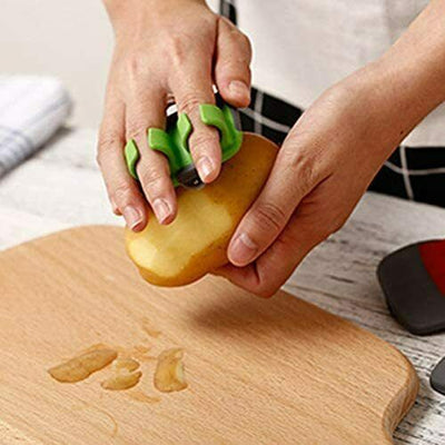 Double Finger Fruit Vegetable Peeler 2 in 1 Cut Grip Knife Peel Stainless Blade