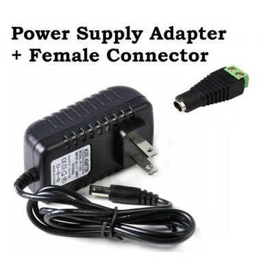 12V DC 2A Power Supply Adapter Transformer LED Strip + Female Connector Adapter