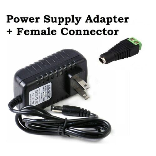 12V DC 2A Power Supply Adapter Transformer LED Strip + Female Connector Adapter