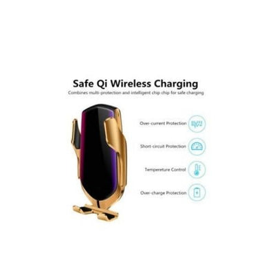 Wireless Car Charger Holder Mount Luxury Auto-Clamping Qi Fast Charging