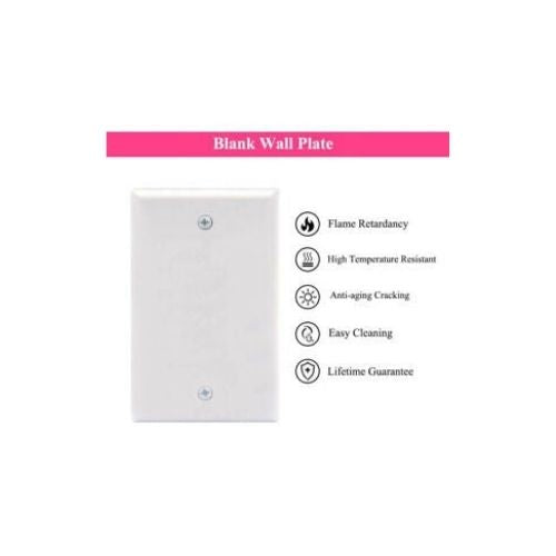 Wall Plate White Single Blank No Device Outlet Cover Stamped Face Plate