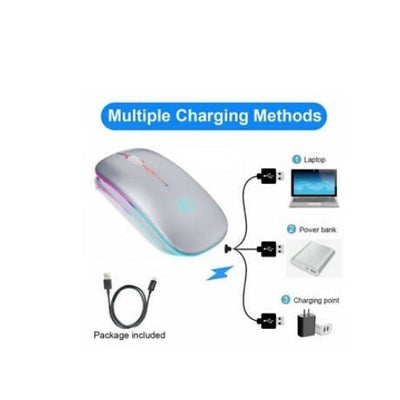 Mouse Wireless Computer Bluetooth 5.0 USB Rechargeable Silent Ergonomic Mice