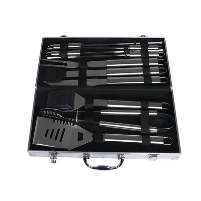 10Pcs Stainless Steel BBQ Tool Set Outdoor Barbecue Utensil Aluminium Grill Cook