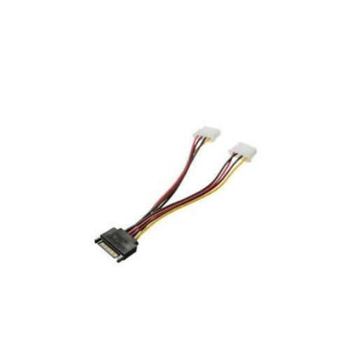 8 inch SATA 15 Pin to 2 Molex 4 Pin Dual Power Adapter Y Splitter Cable Cord M/F