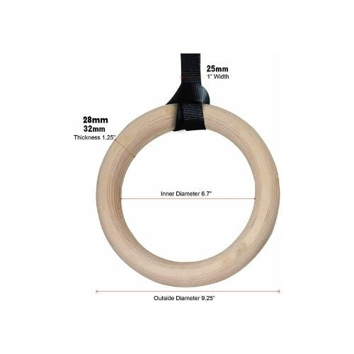 Wooden Gymnastic Ring with Adjustable Straps for Men Home Gym Full Body Workout