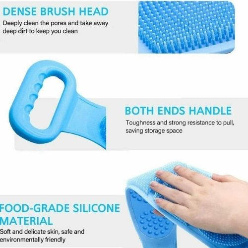 Lengthen Bath Silicone Back Scrubber Shower Body Brush Back Massage Body Clean