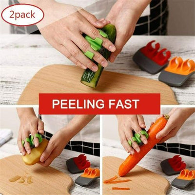 Double Finger Fruit Vegetable Peeler 2 in 1 Cut Grip Knife Peel Stainless Blade