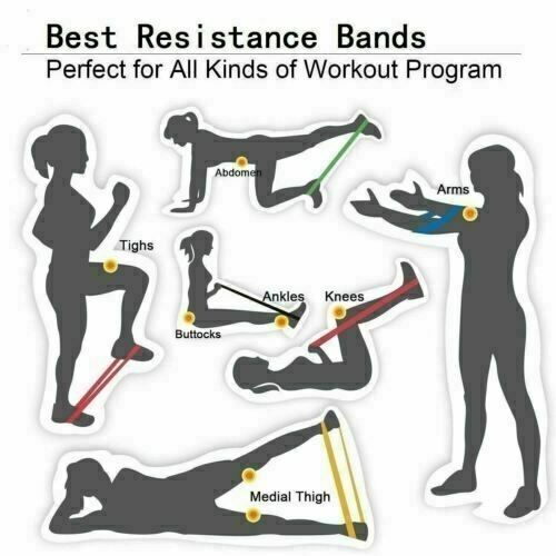 Resistance Loop Bands Set of 5 Exercise Yoga Fitness Crossfit Training,Yoga CA