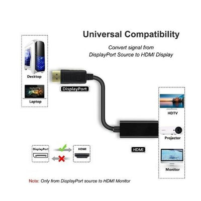 4K DisplayPort to HDMI Cable (DP) Male to Female  Adapter Audio Video Converter