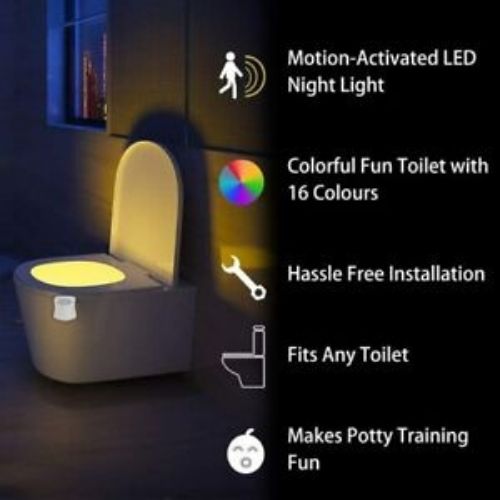 Toilet Night Light LED Motion Activated Sensor Bathroom Lamp 16 Colors CA Stock