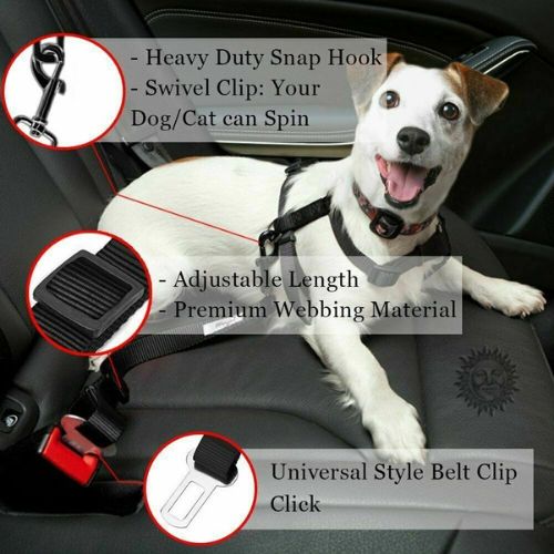 ADJUSTABLE CAR VEHICLE DOG SAFETY SEAT BELT HARNESS LEASHES SEATBELT PET