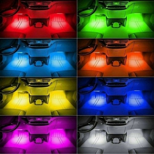 4pcs String RGB 48 LED Strip Under Car Underglow System Light Kit APP Control