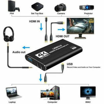 4K Audio Video Capture Card HDMI USB 3.0 Device HD1080P Game Recording Stream