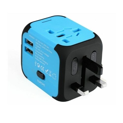 Universal International Travel Adapter 2 USB Power Plug Charger Converter Socket