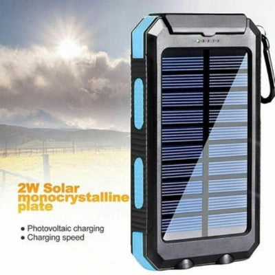 Solar Power Bank 20000mAh Charger External Battery Waterproof for mobile phones