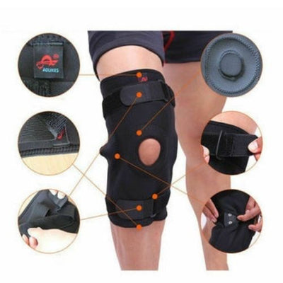 Hinged Knee Brace Support with Strap & Side Sports Compression Wrap for Running