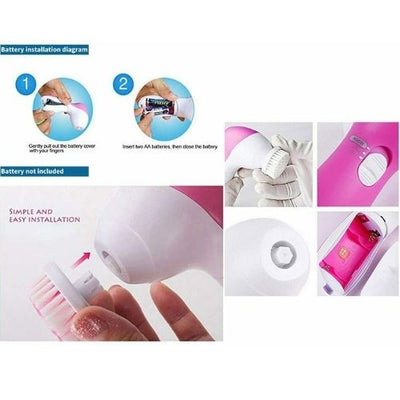 Protable 5in1 Multifunction Electric Face Facial Cleansing Brush Skin Care Clean