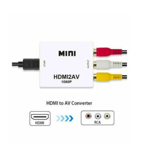1080P Mini HD Converter Box HDMI to AV RCA CVBS Composite Video Audio Adapter AC