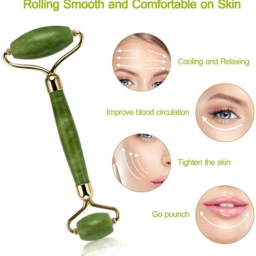 Natural Quartz Stone Facial Jade Roller Gua Sha Scrapping Tool Face Massager CA