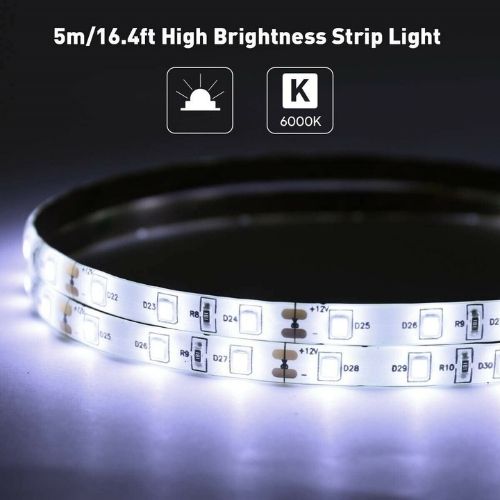 Waterproof IP65 Cool White 600 LED 3528 SMD 16Ft Led Strip Light 12V Dimmable