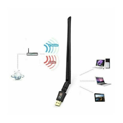 USB WiFi Wireless Adapter 802.11ac AC600 Dongle WPS 5GHz Dual Band 5dBi Antenna