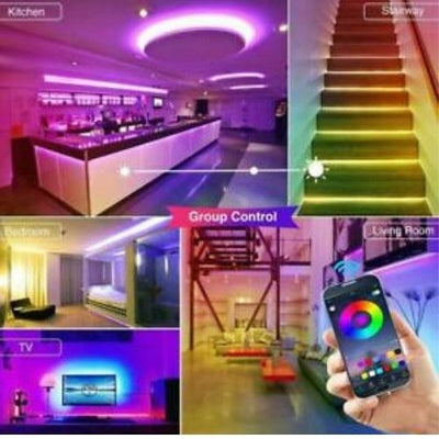 RGB LED STRIP LIGHTS (5/10/20M) IP65 5050 60LEDS/M 12V+44 KEY IR CONTROLLER CA🔥