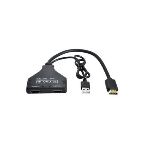 4K HDMI Splitter 1 in 2 Out with Power USB Cable for Monitor Support 3D Full HD