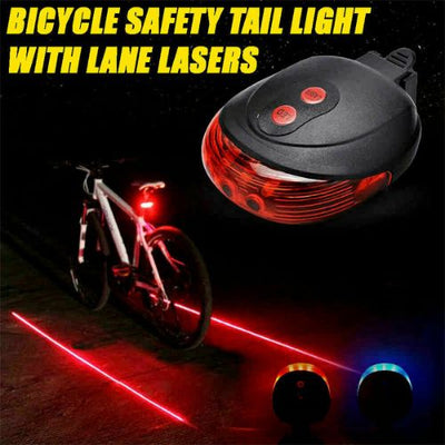 Bicycle Tail Light Rear 2 Laser + 5 LED Night Flashing Bike Safety Warning Lamps