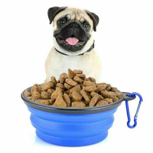 Dog Pet Water Food Bowl Silicone Portable Travel Feeder Dish Container Tools CA