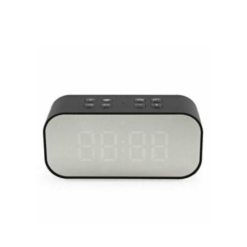 Wireless Bluetooth Speaker Mirror Surface Dual Alarm Clock LED USB TF MP3 Player