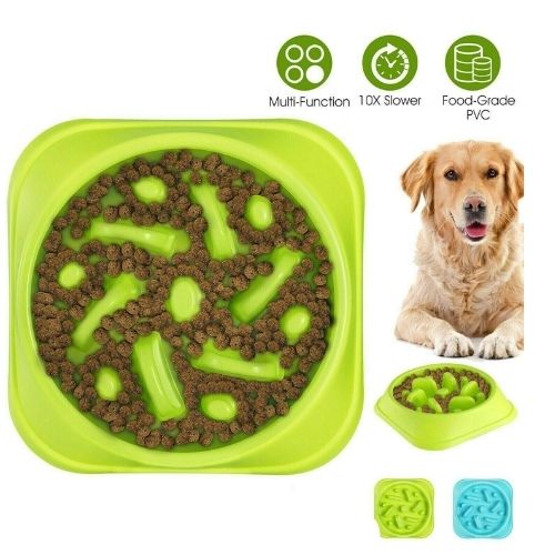 Pet Dog Cat Slow Food Healthy Anti Slip Gulp Feed Interactive Travel Dish Bowl