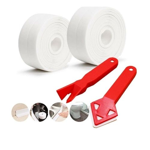 Kitchen Tape Self Caulk Waterproof Sealing Bathtub Tape with 2 Caulking Tools