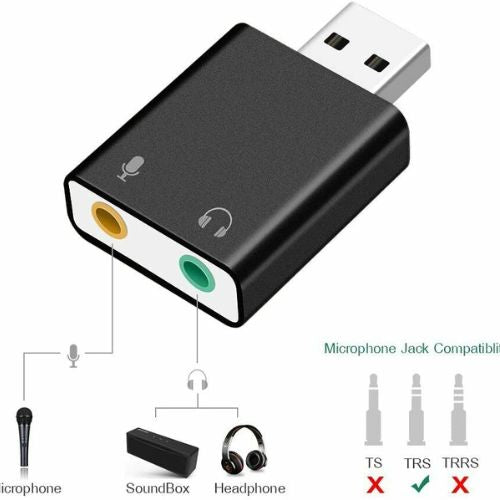 USB 2.0 to 3.5mm mic headphone Jack Stereo Headset Sound Card Audio Adapter CA
