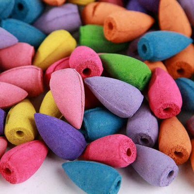 New Natural Back flow Smoke Scented Bullet Backflow Incense Cones Colorful