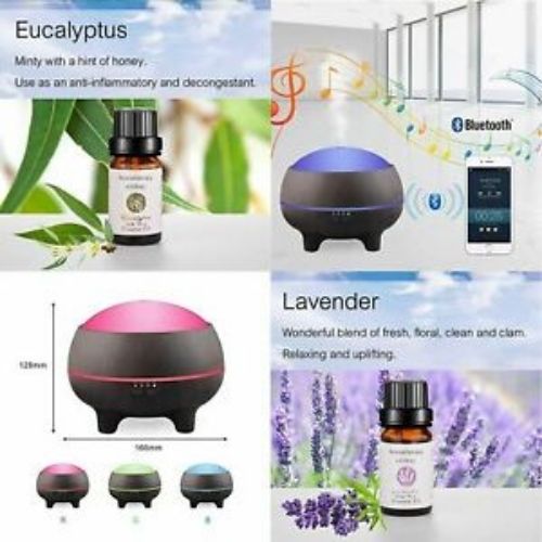 Aroma Diffuser With Bluetooth Speaker + Essential Oils For Aroma Diffuser (6pcs)