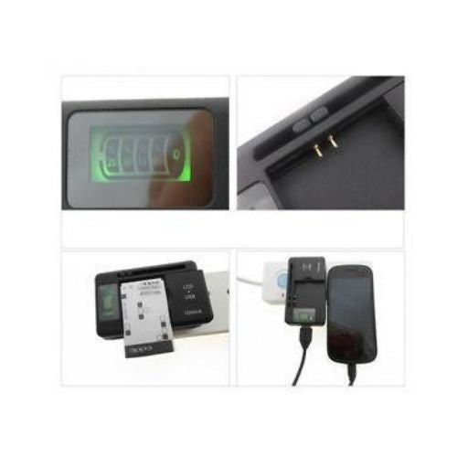 Universal Battery Charger w/ USB AC Charging Port for Cell Phone Camera Battery