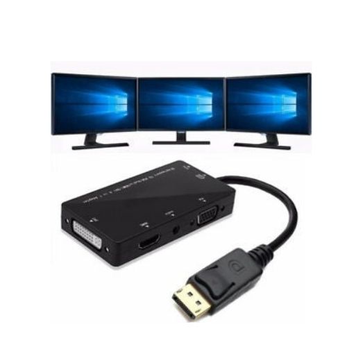 4 in 1 Display Port DP to VGA HDMI DVI Audio Adapter Cable Converter For PC