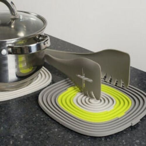 3in1 Silicone Coasters Hot Pads Heat Resistant Trivets for Hot Pots Pans Cups