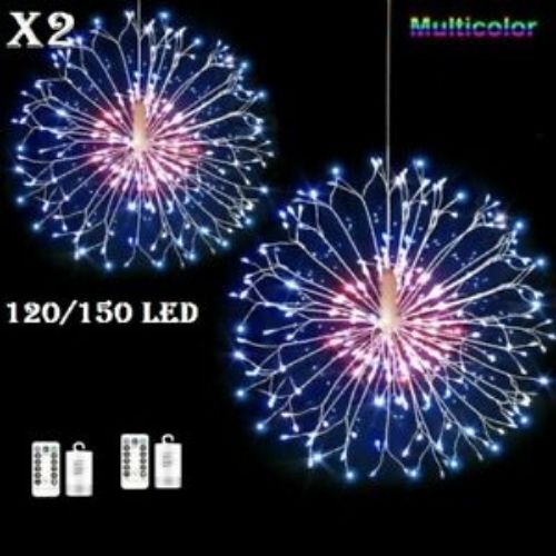 Firework Hanging Fairy LED Light 120/150 Powered Colors Home,Garden Outdoor x2