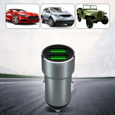 Dual Ports Car Charger USB 2.4A Fast Car Charger 2 Port Adapter Aluminium