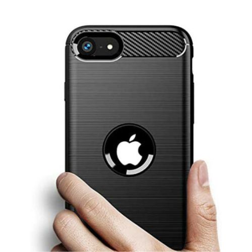 For iPhone SE 2020 Case - Shockproof Carbon Fiber Soft TPU Armor Hybrid Cover