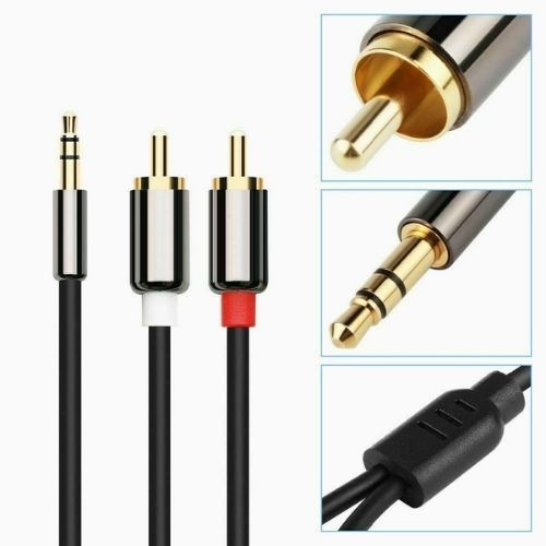 New Twin RED WHITE 2x RCA PHONO to Stereo 3.5mm Mini Jack STEREO Audio Aux Cable