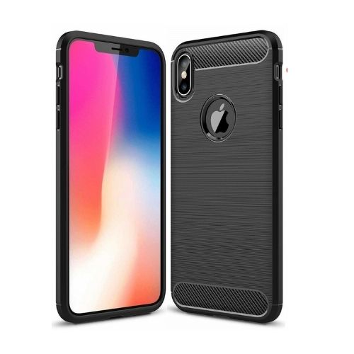 For iPhone XR X XS Max Case - Carbon Fiber Shockproof Thin Soft Back Cover