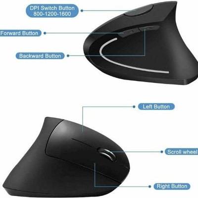 Optical Vertical Mouse Ergonomic Wireless USB Rechargeable 3200 DPI Right Handed