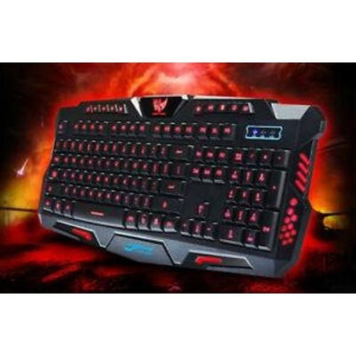 Backlit Pro Gaming USB Keyboard Multimedia Illuminated Color LED USB Wired