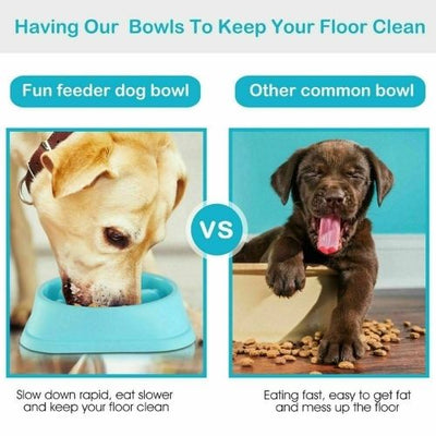 Pet Dog Cat Slow Food Healthy Anti Slip Gulp Feed Interactive Travel Dish Bowl