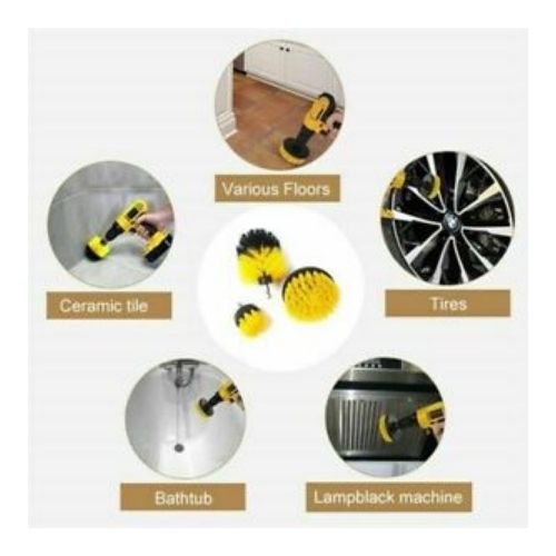 3Pcs Electric Drill Brush Kit Plastic Round Power Scrubber for Bathroom Tub Home